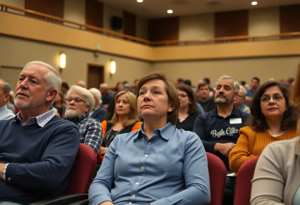 Audience at a community meeting discussing immigration enforcement