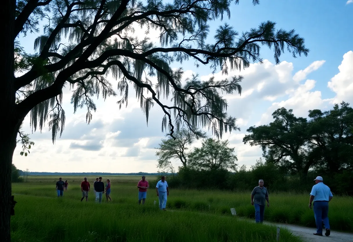 Community members gathering to support a missing person search in Beaufort