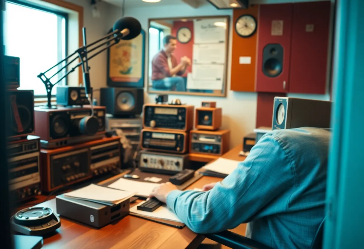 Radio studio with vintage equipment symbolizing community broadcasting