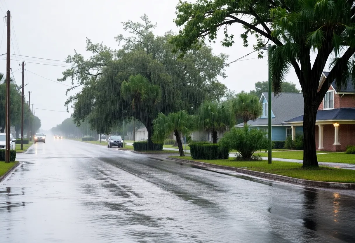 Flooded streets in Beaufort County during heavy rainfall