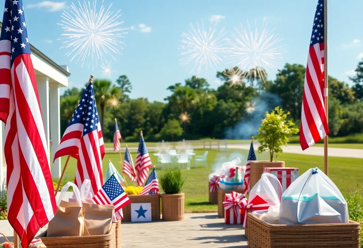 Fourth of July celebration in Beaufort County with groceries and fireworks.
