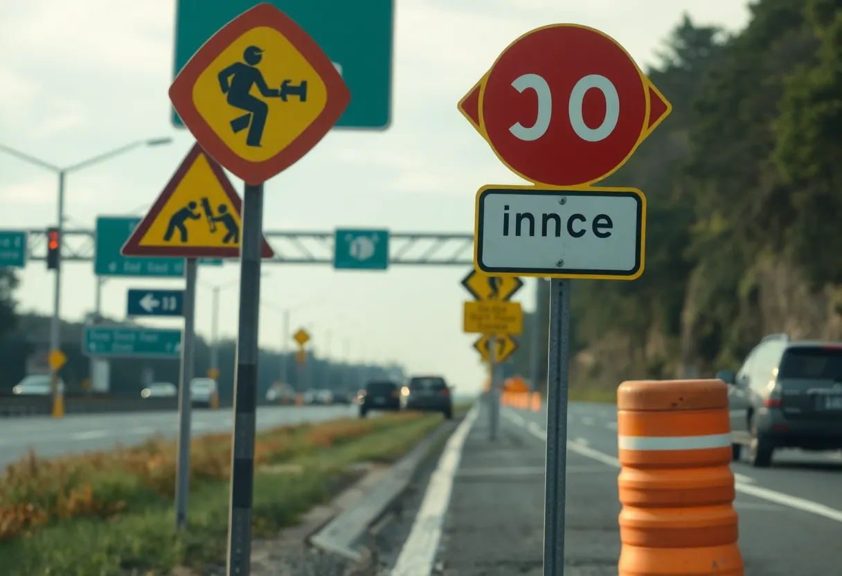 Highway traffic scene illustrating road safety issues