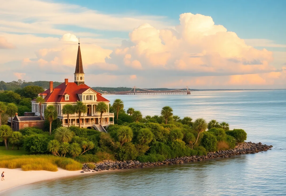 Coastal view of Hilton Head Island with historical plantation features