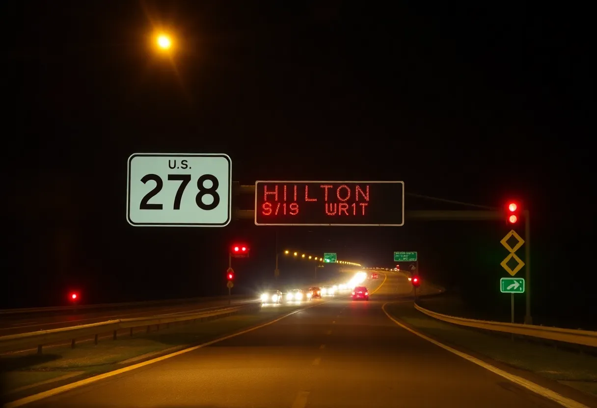 Traffic safety signals along U.S. 278 in Hilton Head