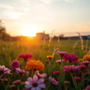 Outdoor memorial for Christi Marie Hurst with sunset