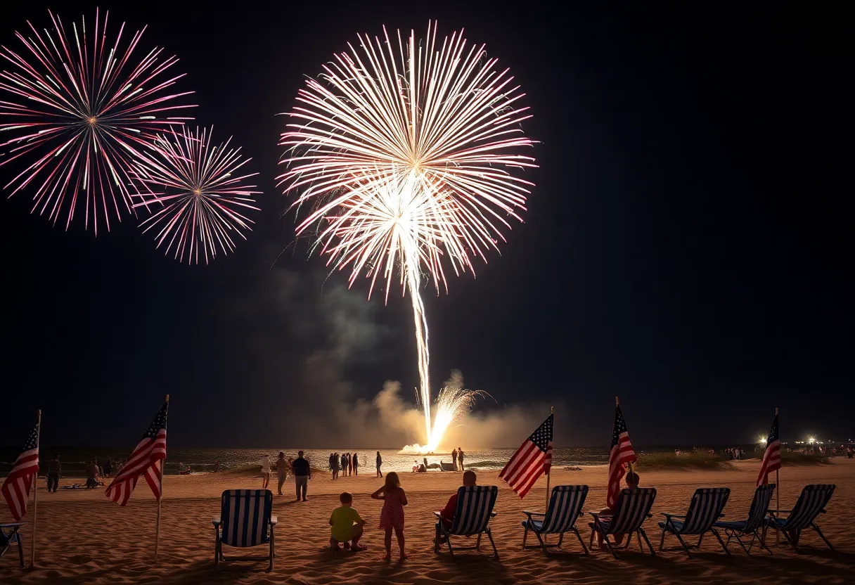 Fireworks display over Myrtle Beach during Fourth of July celebrations.