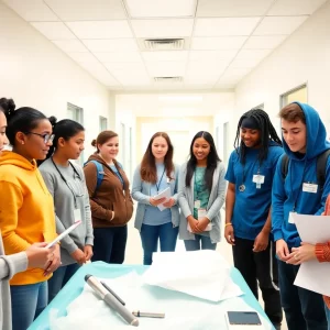 High school students volunteering at Beaufort Memorial Hospital