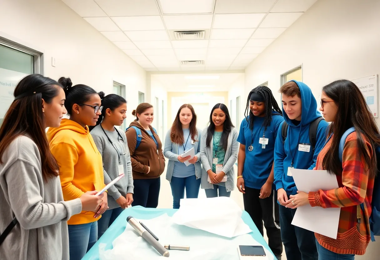 High school students volunteering at Beaufort Memorial Hospital