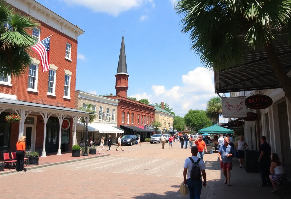 A scenic view of various small towns in South Carolina highlighting their unique landscapes and activities.