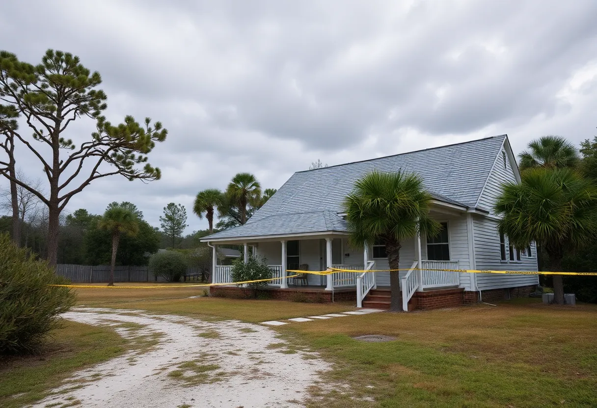 Police investigation behind a vacant home on St. Helena Island