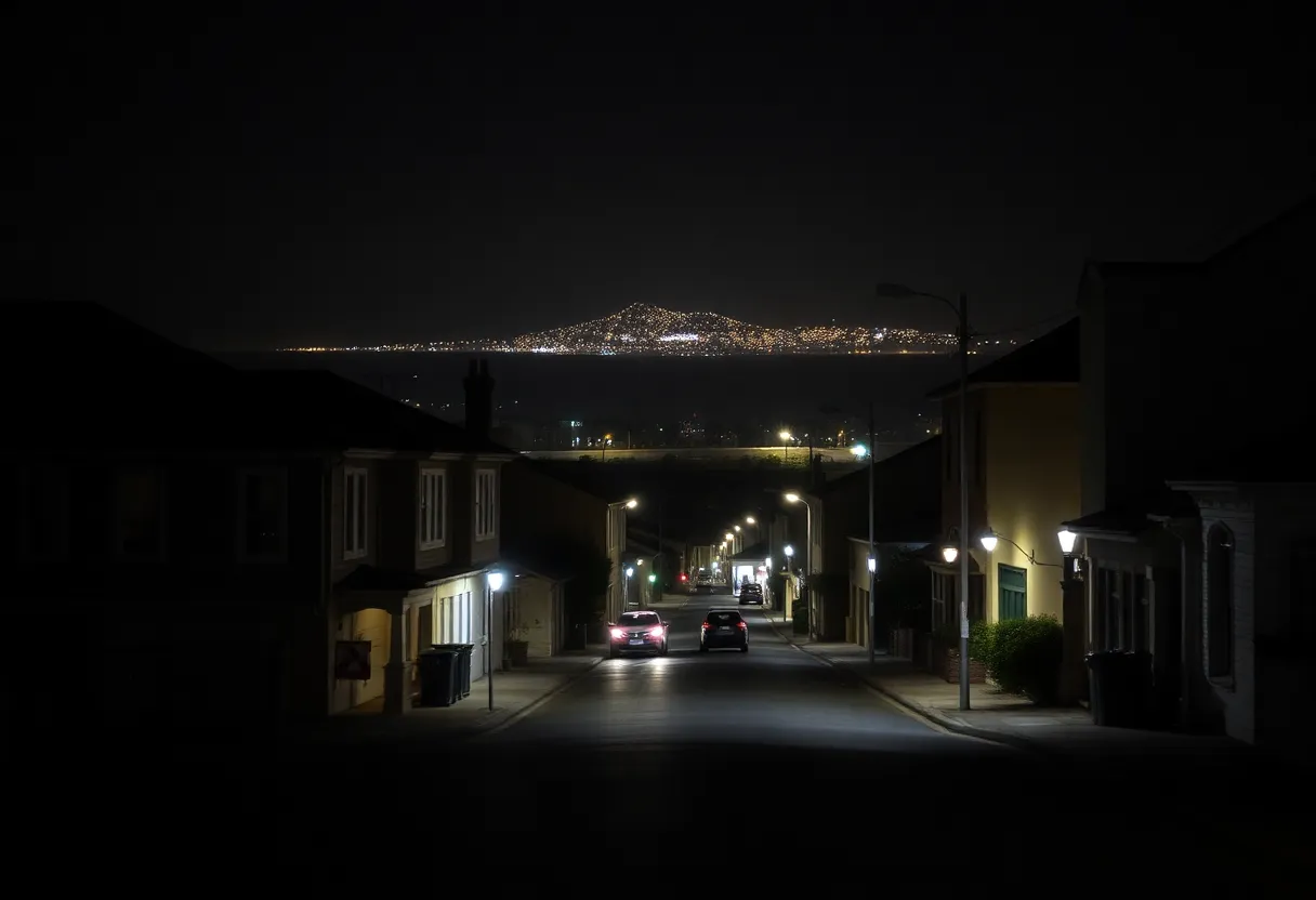 Night view of St. Helena Island street