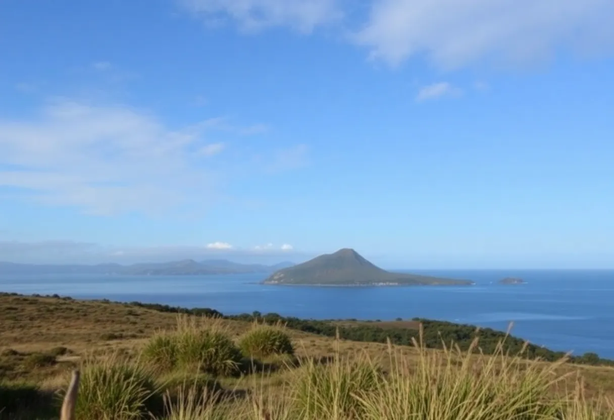 Landscape view of St. Helena Island with community focus