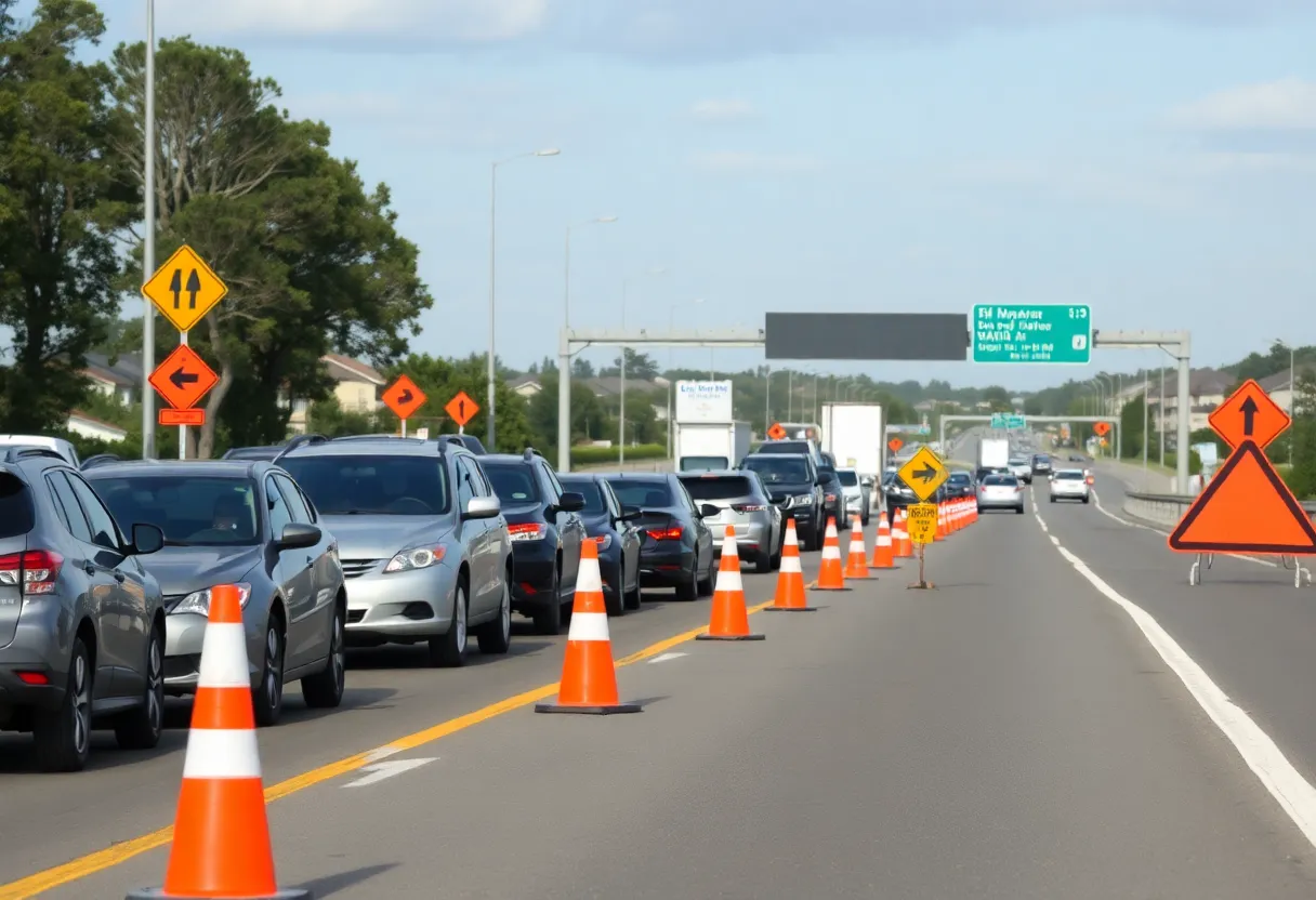 Traffic congestion on a highway in Beaufort County due to accidents