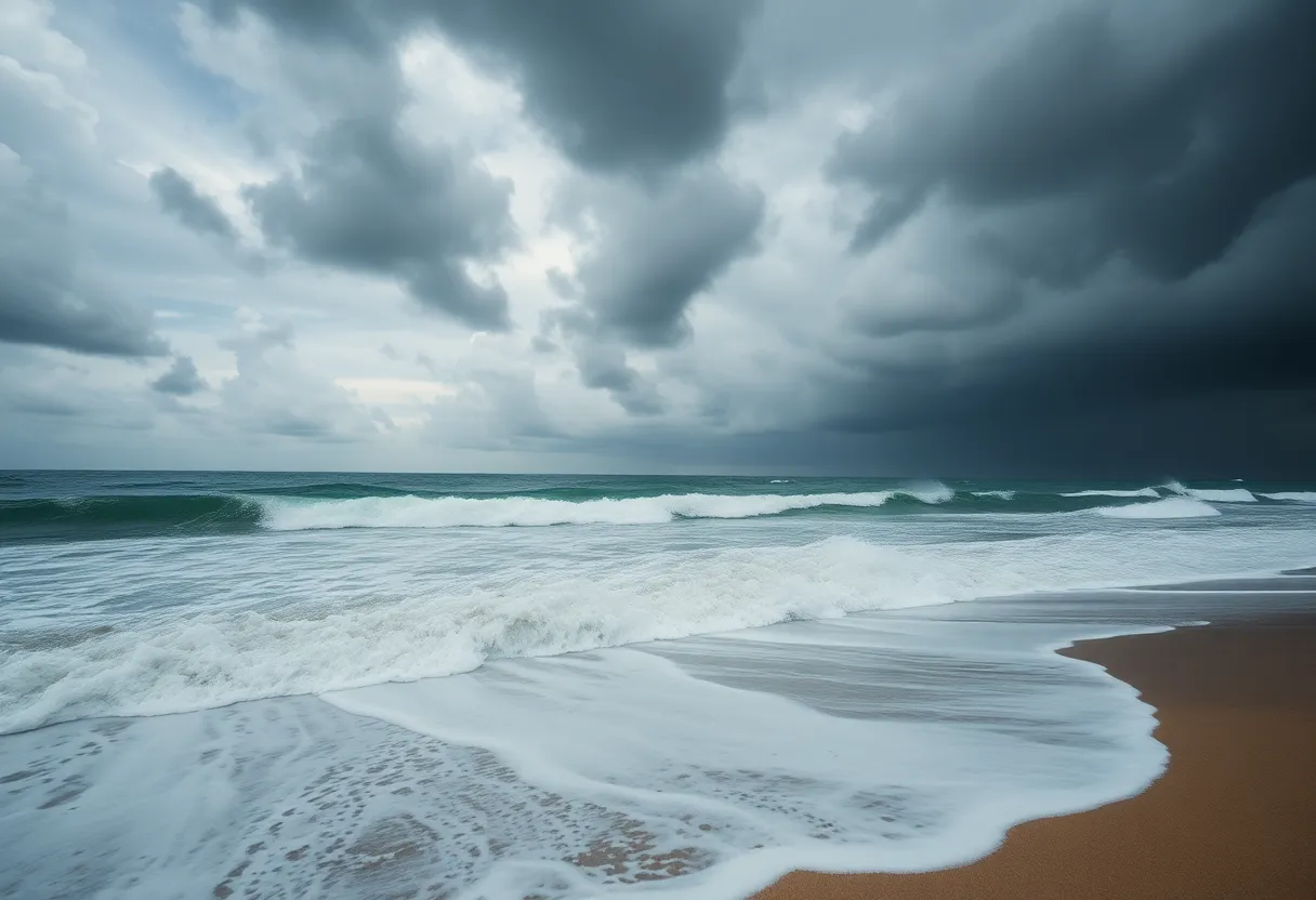 Stormy beach conditions as Tropical Storm Chantal approaches South Carolina