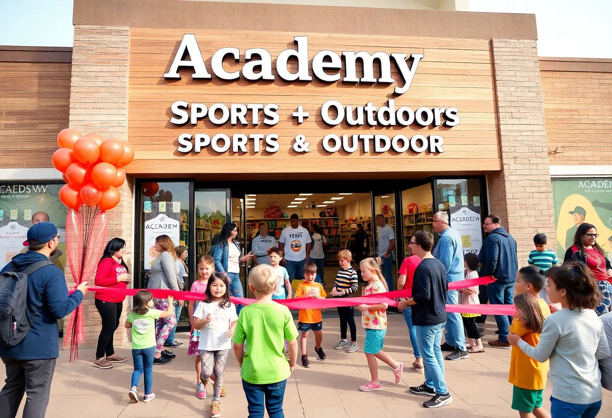Crowd at the grand opening of an Academy Sports + Outdoors store