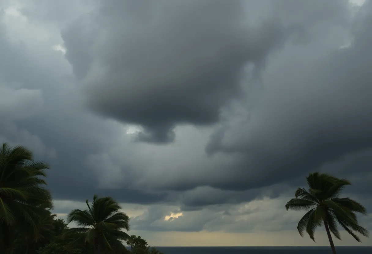 Dramatic sky with dark clouds over coastal Beaufort County