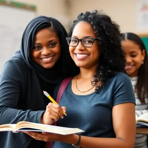 An inspiring school scene celebrating educational achievements.