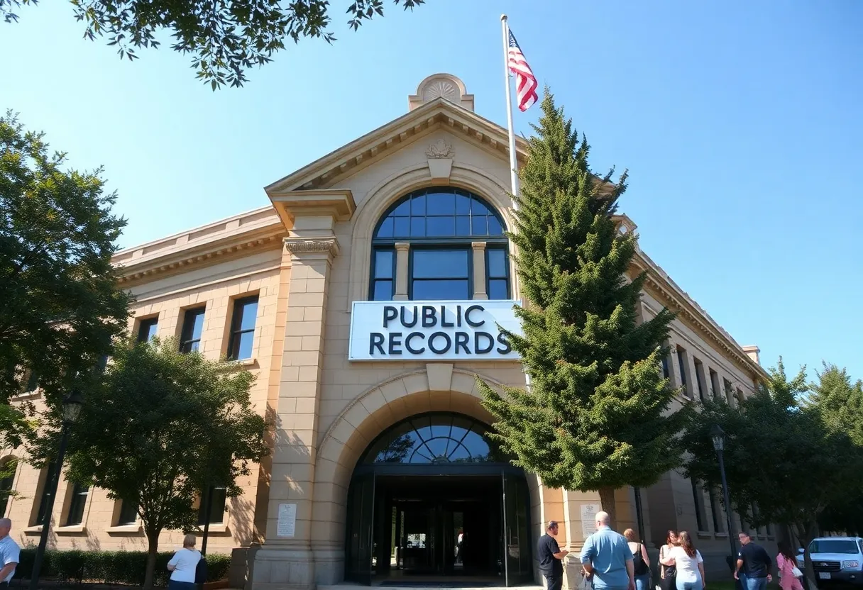 Beaufort City Hall with a public records sign