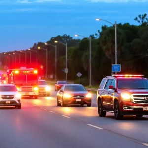 Emergency response vehicles on US 21 in Beaufort County