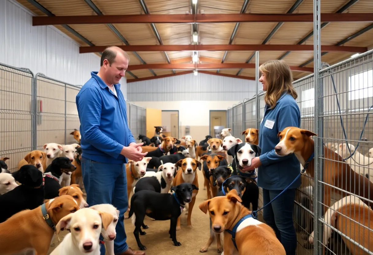 Shelter animals being cared for in a collaborative rescue environment