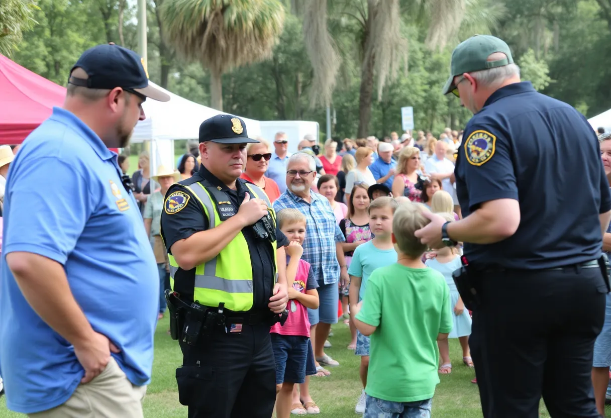 Community festival in Beaufort County with families and first responders