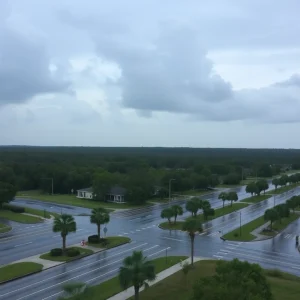 Flooded streets in Beaufort County during heavy rainfall