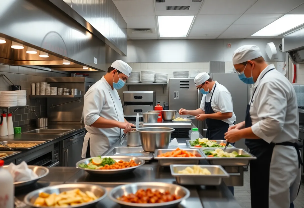 Kitchen in a Beaufort County food establishment during health inspection