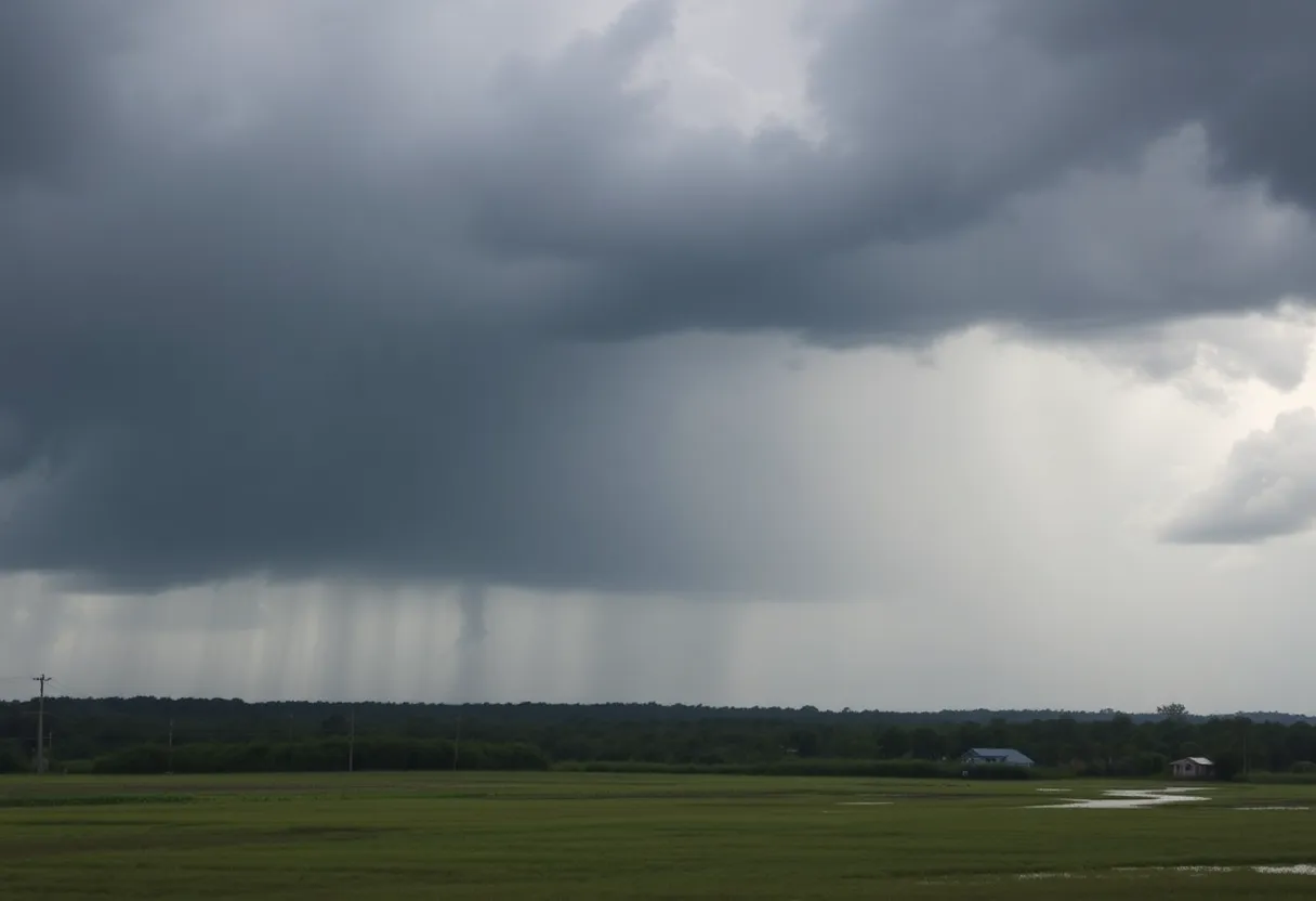 Dark storm clouds over Beaufort County with heavy rainfall