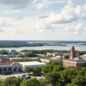 Aerial view of Beaufort County showcasing local government buildings