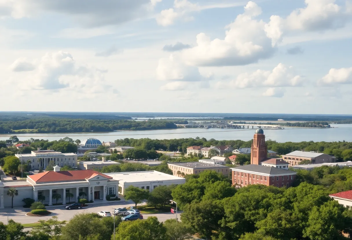 Aerial view of Beaufort County showcasing local government buildings
