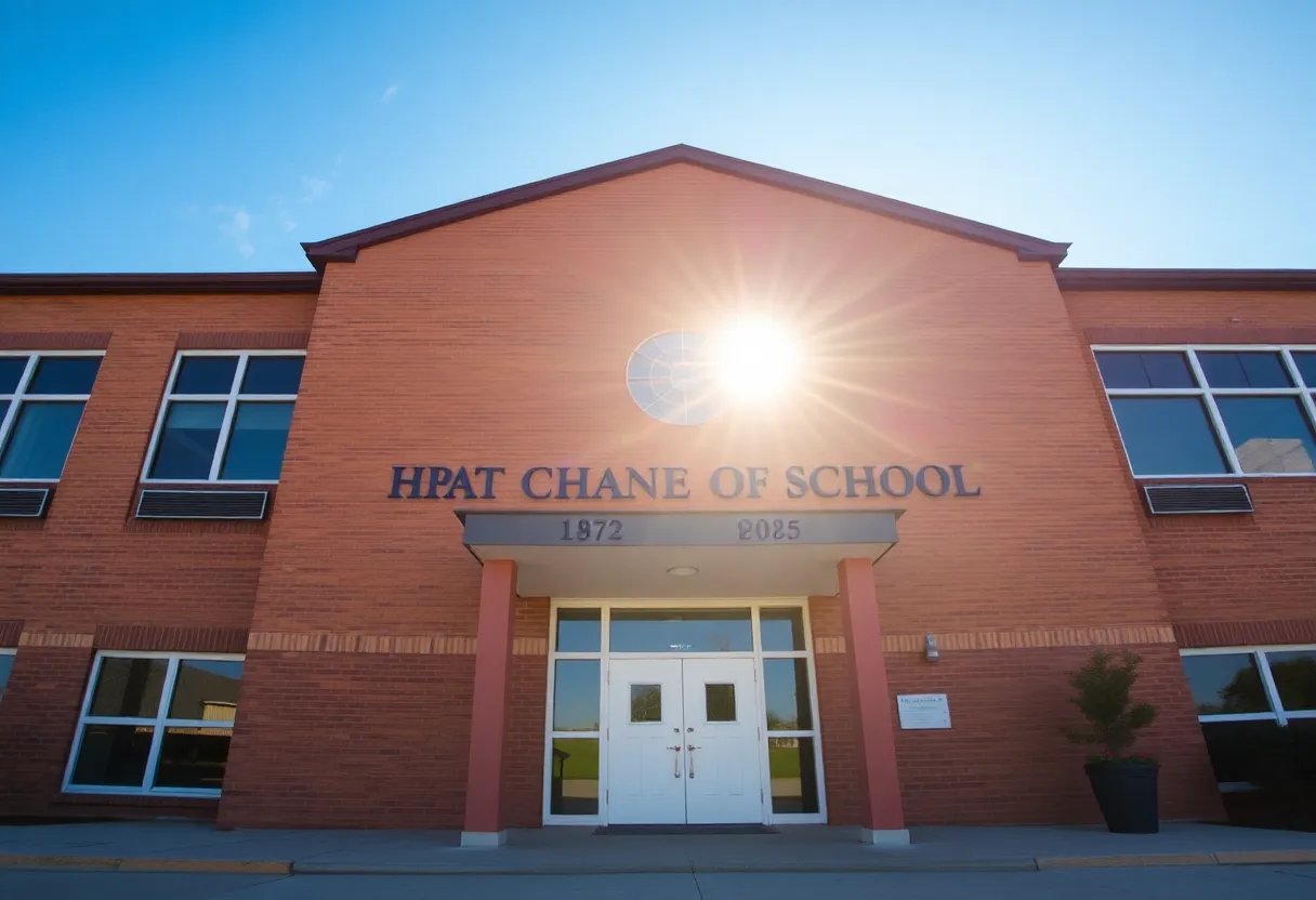 Exterior view of a Beaufort County school under the sun