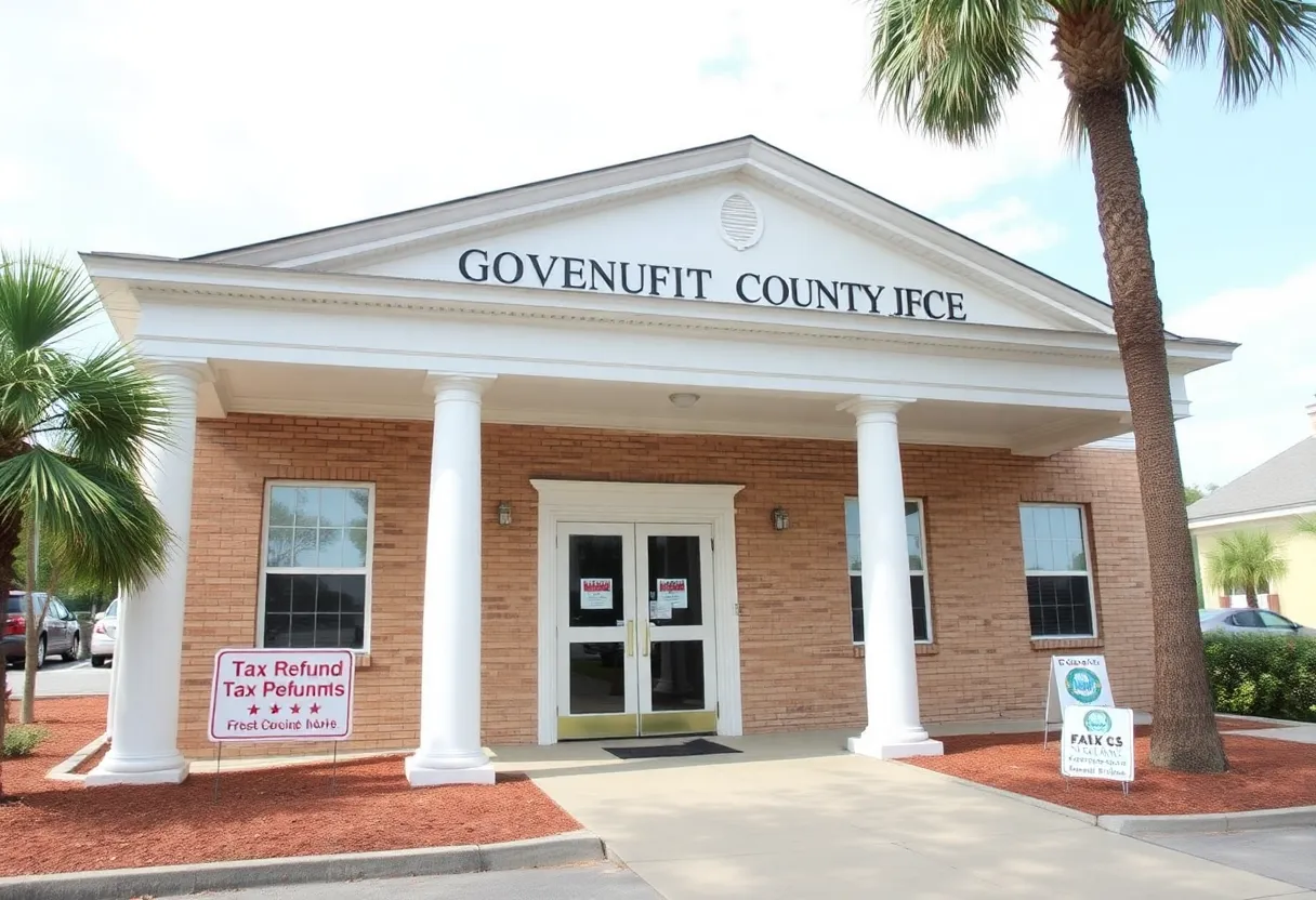 Beaufort County Tax Office building promoting property tax refunds
