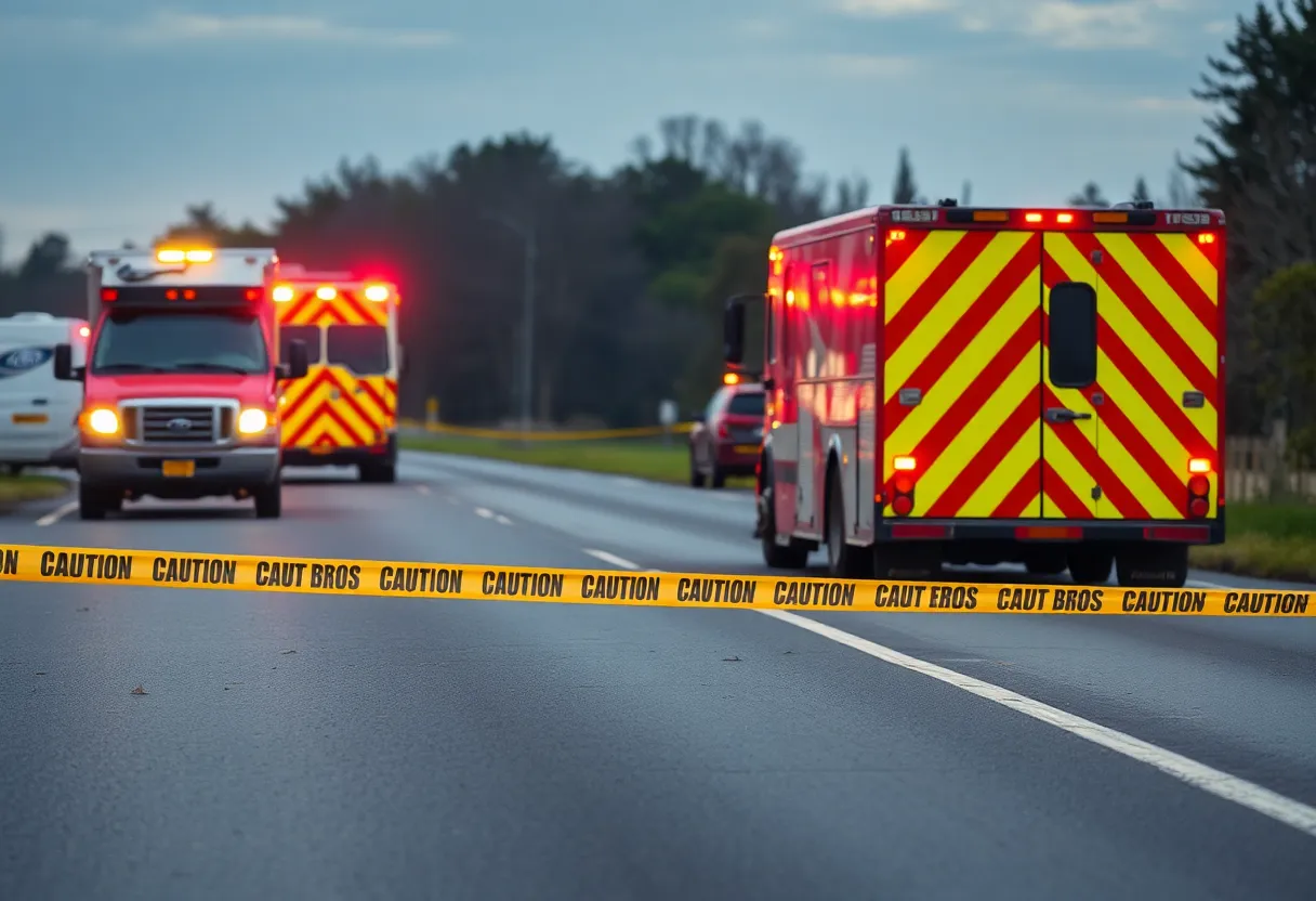 Emergency responders at the scene of a traffic accident