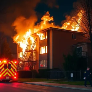 Firefighters responding to a fire in a residential building in Beaufort