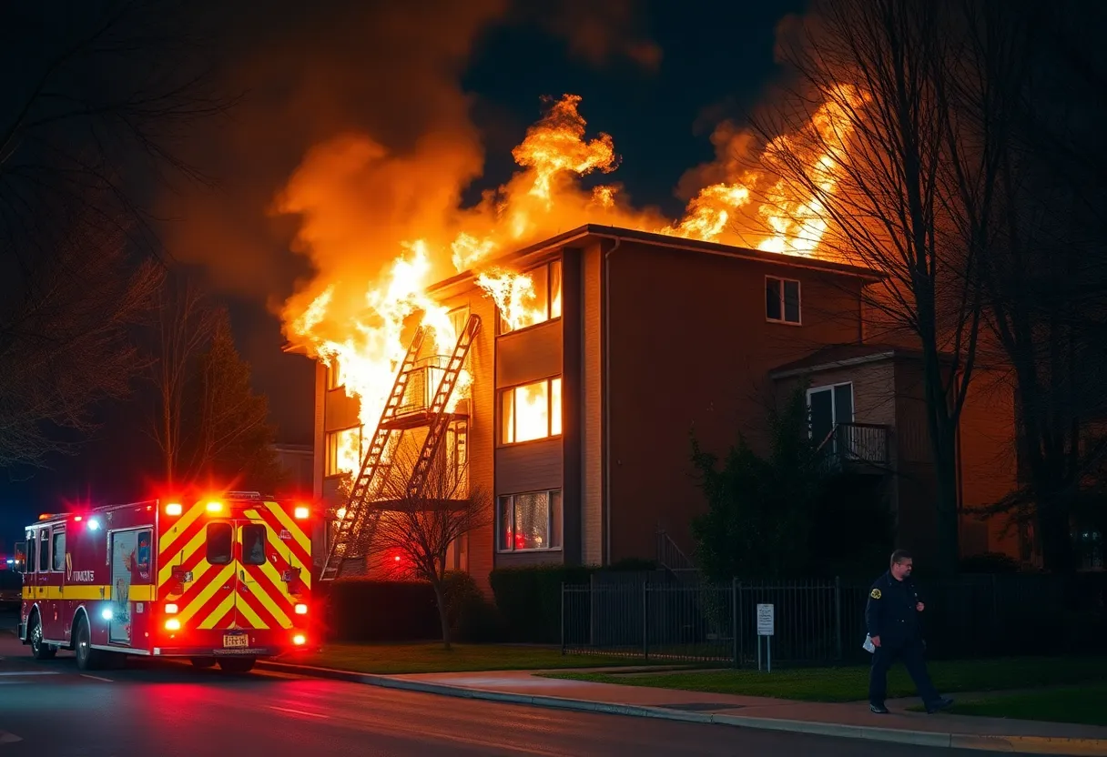Firefighters responding to a fire in a residential building in Beaufort
