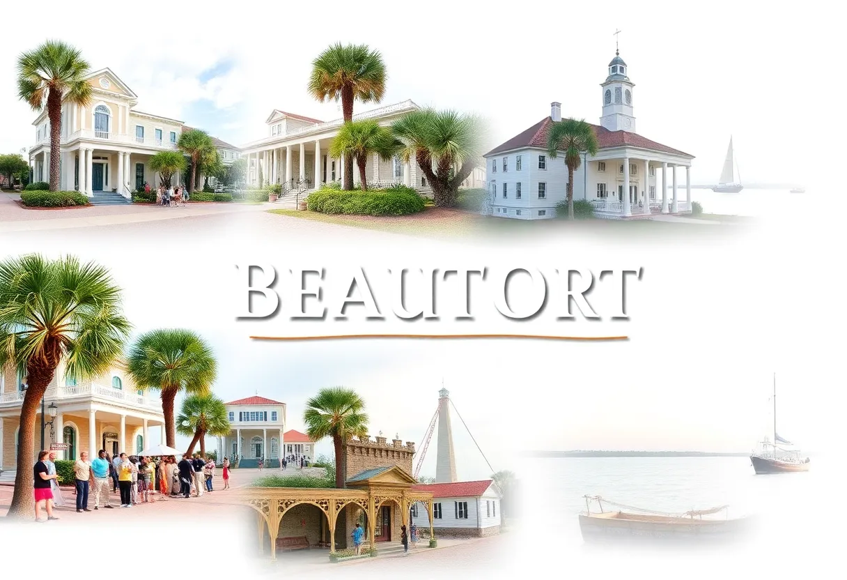 Collage illustrating Beaufort South Carolina's historical events
