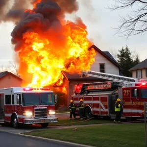 Firefighters responding to a house fire in Beaufort