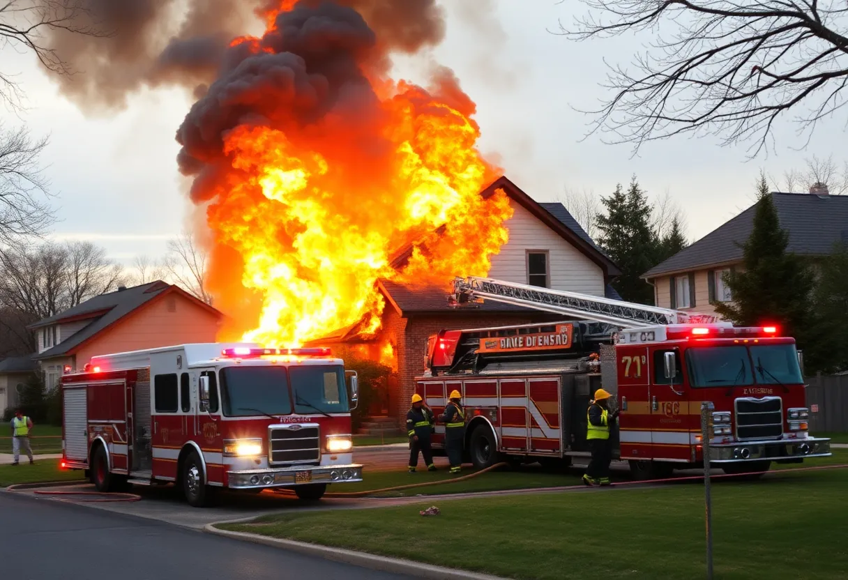 Firefighters responding to a house fire in Beaufort