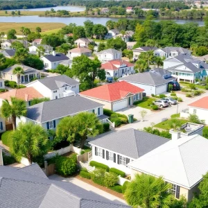 Neighborhood view of Beaufort showcasing various housing types.