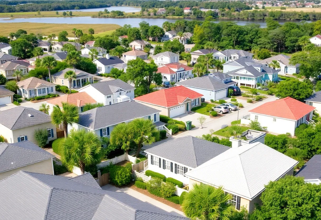 Neighborhood view of Beaufort showcasing various housing types.