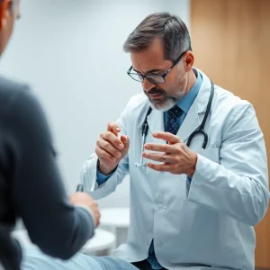 Orthopedic examination of a patient's joint at Beaufort Memorial.