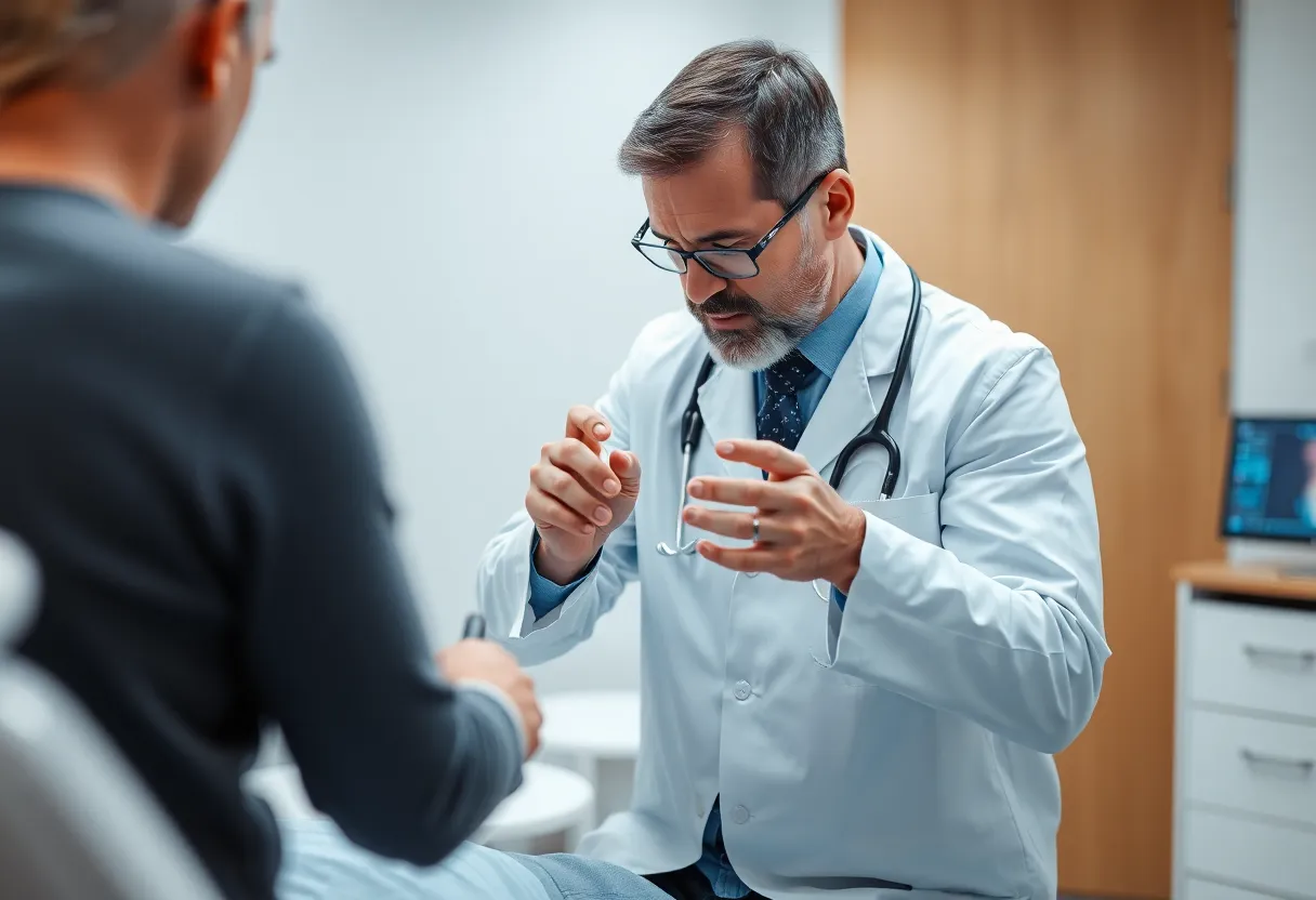 Orthopedic examination of a patient's joint at Beaufort Memorial.