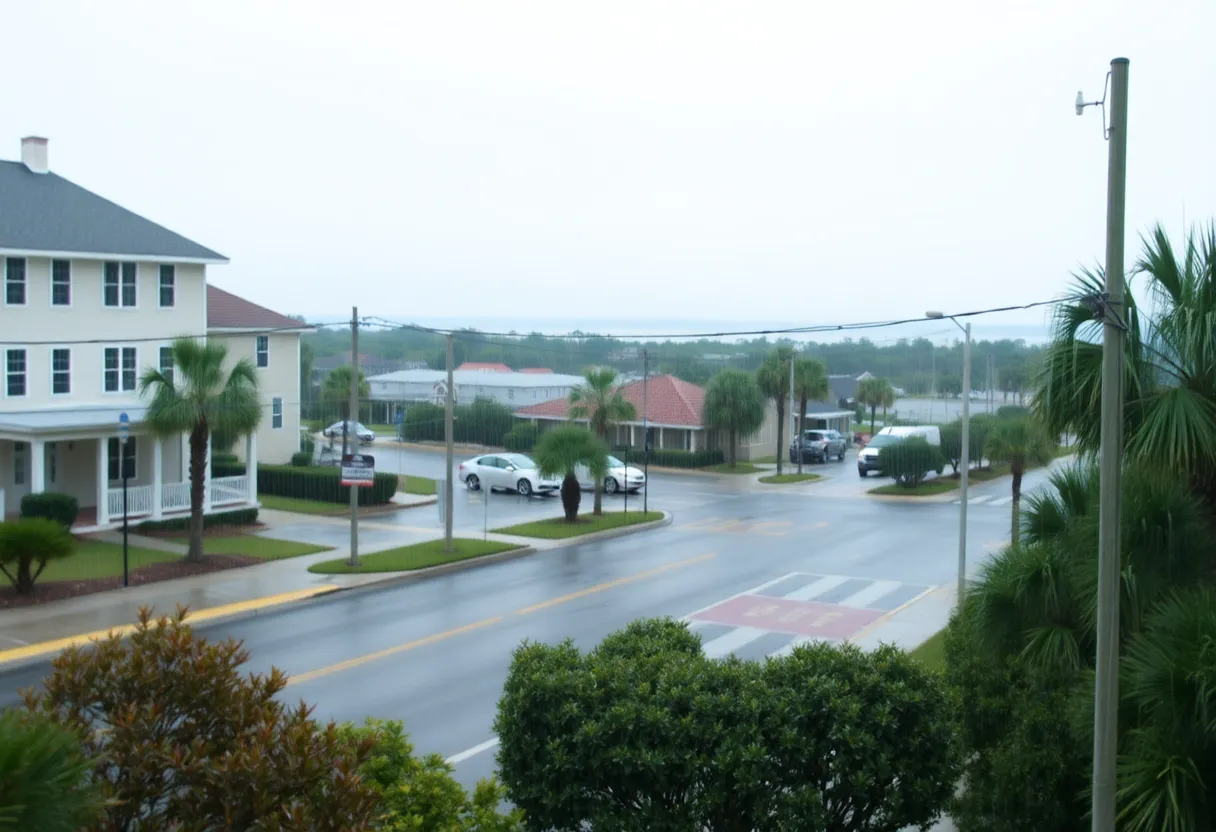 Beaufort SC during light rain with community focus