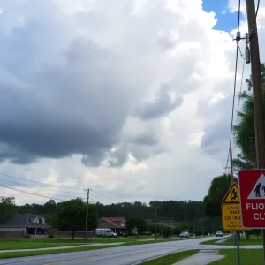 Scenic view of Beaufort, South Carolina, after heavy rain, showing clear skies and no flooding.