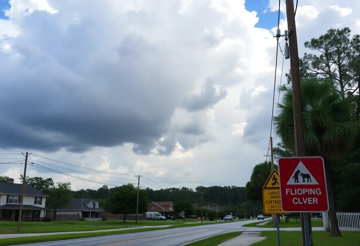 Scenic view of Beaufort, South Carolina, after heavy rain, showing clear skies and no flooding.