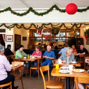 Community members enjoying breakfast at Blackstone's Café in Beaufort
