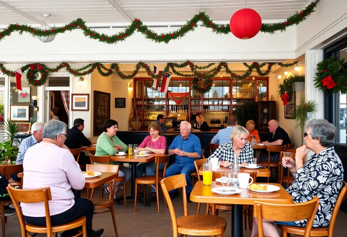 Community members enjoying breakfast at Blackstone's Café in Beaufort