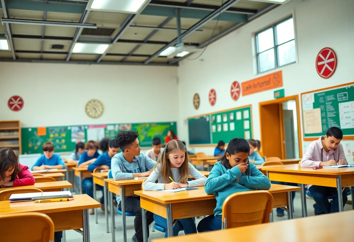 Students engaging in learning activities at Bluffton High School