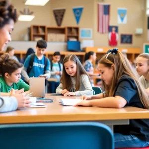 Students at Bluffton High School engaging in classroom activities