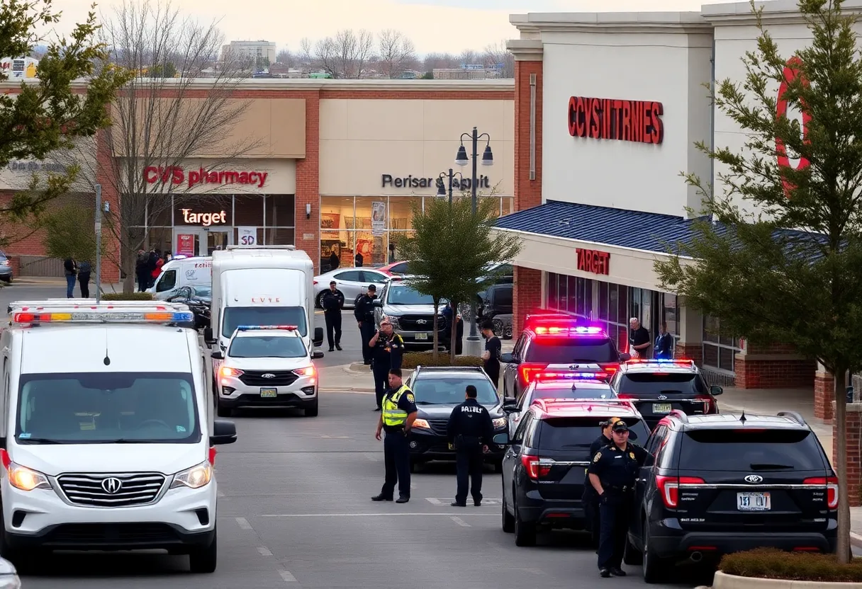 Law enforcement at Bluffton shopping area during bomb threat response